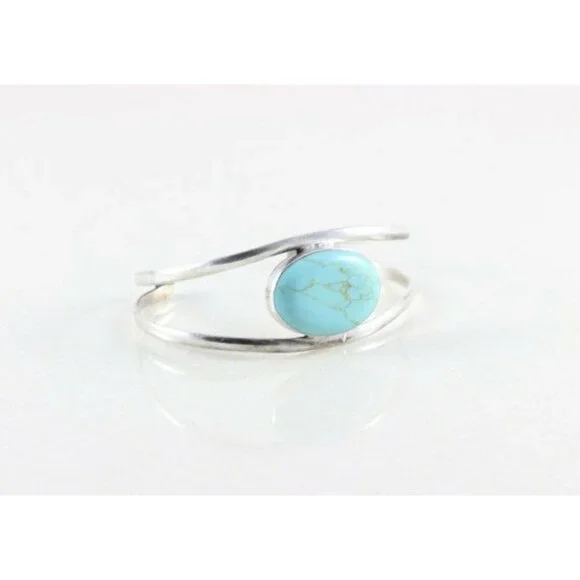 Sterling Silver Turquoise Cuff Adjustable Bracelet - Picture 1 of 6